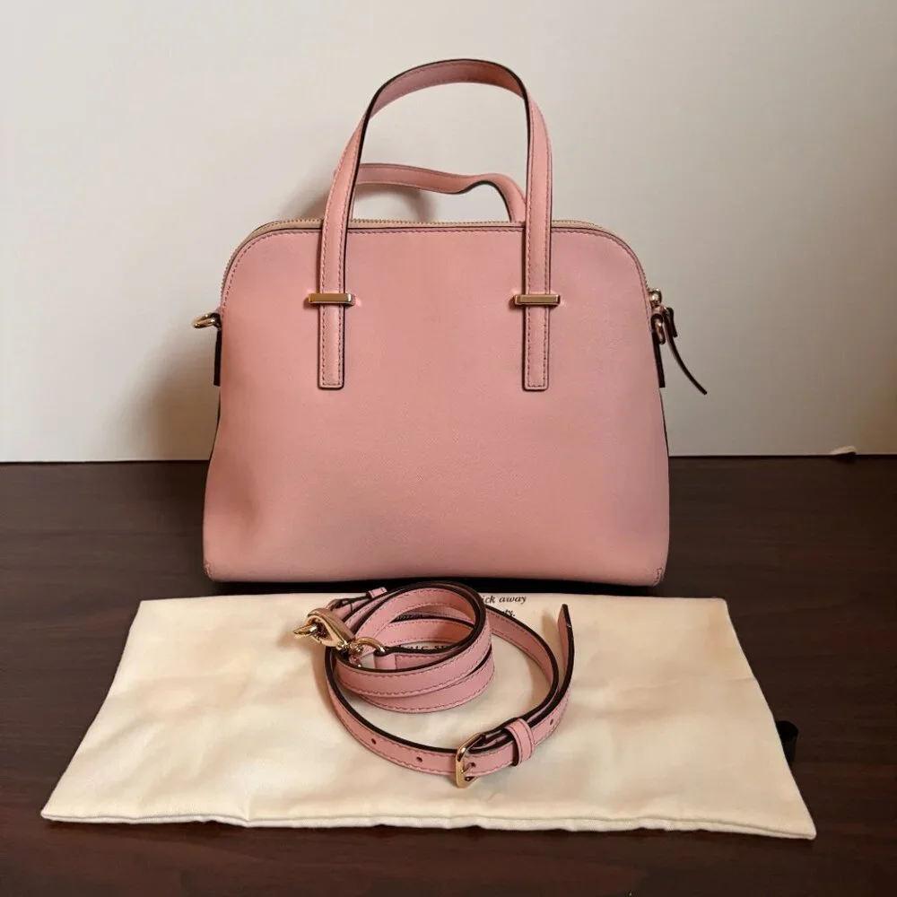 Kate Spade Cedar Street Maise Leather Pink/Rose Satchel Crossbody Quiet Luxury